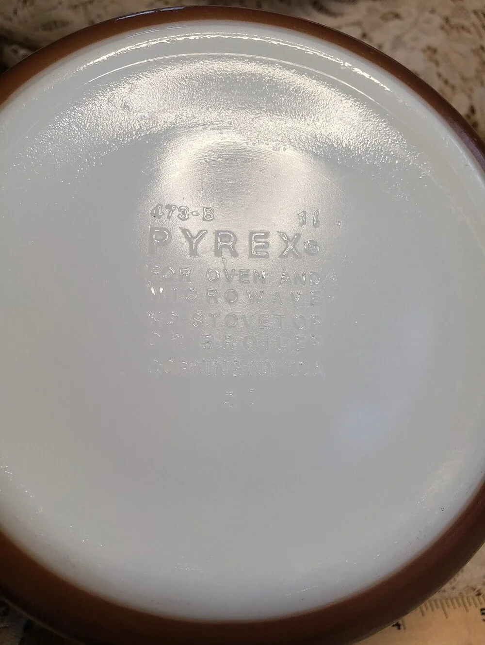 Pyrex Brown and White Floral Casserole Dish